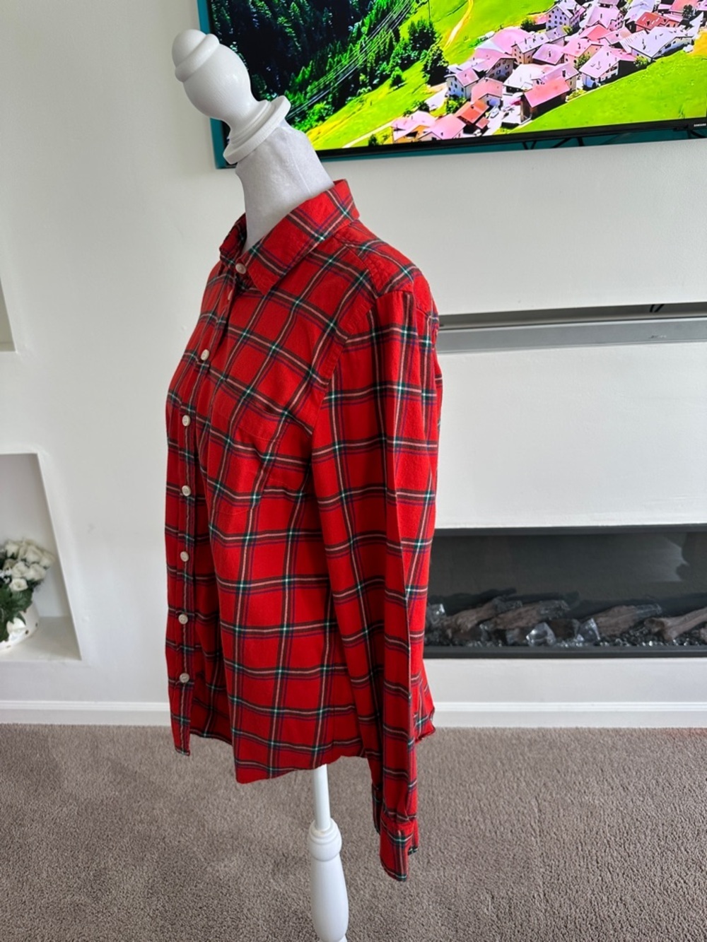 J. Crew Red Plaid Button-Down Shirt - Picture 2 of 5